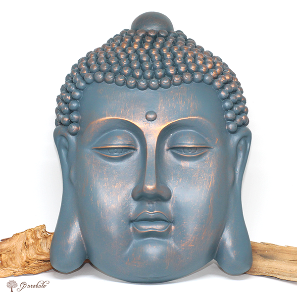 Blauwe Wandbord Boeddha Hoofd