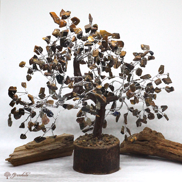 Edelsteenboom met Reiki Hand 300 Stenen - Vertrouwelijk Tijgeroog